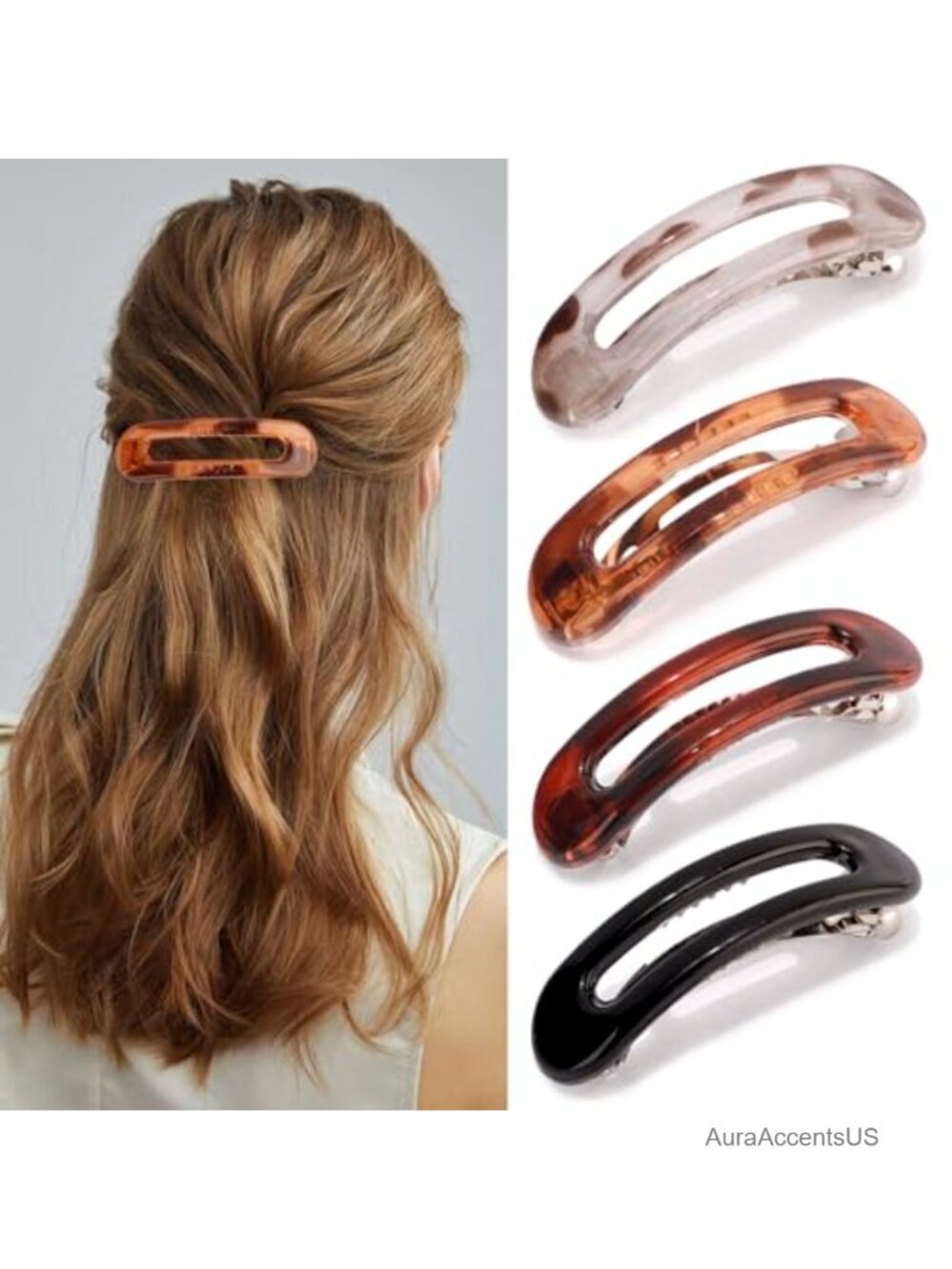 Flat Barrettes for Thick Thin Fine Hair Rectangle French Hair Clips Vintage 90s